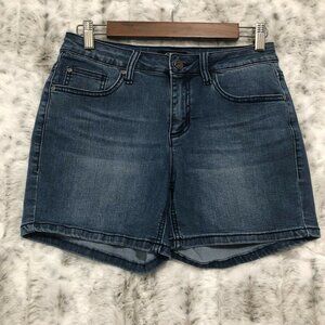 EARL Jeans Demin Mid Rise Medium Wash Jean Shorts Women Size 8 Blue